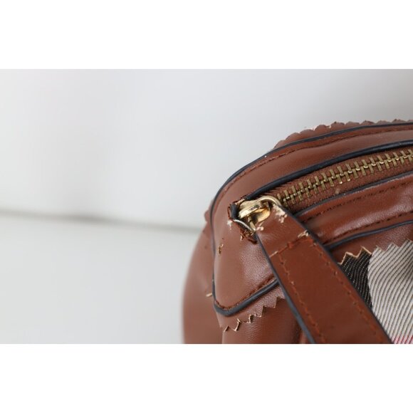 Vintage Burberry Prorsum Distressed Novacheck Plaid Toiletry Bag Carry On Brown - Picture 3 of 9